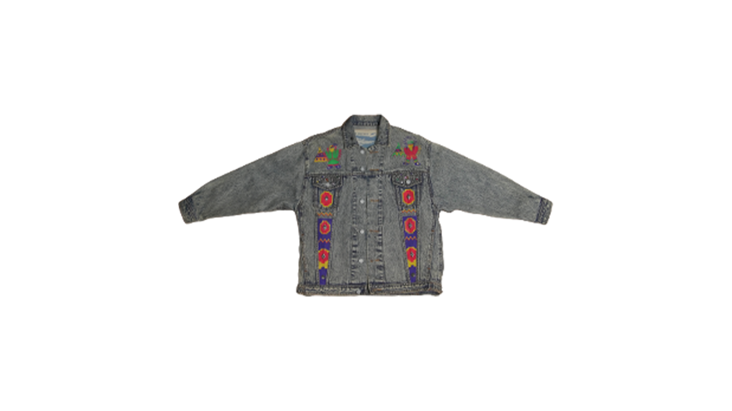 000000132 YVES Denim Embroidered Jacket - Image 1
