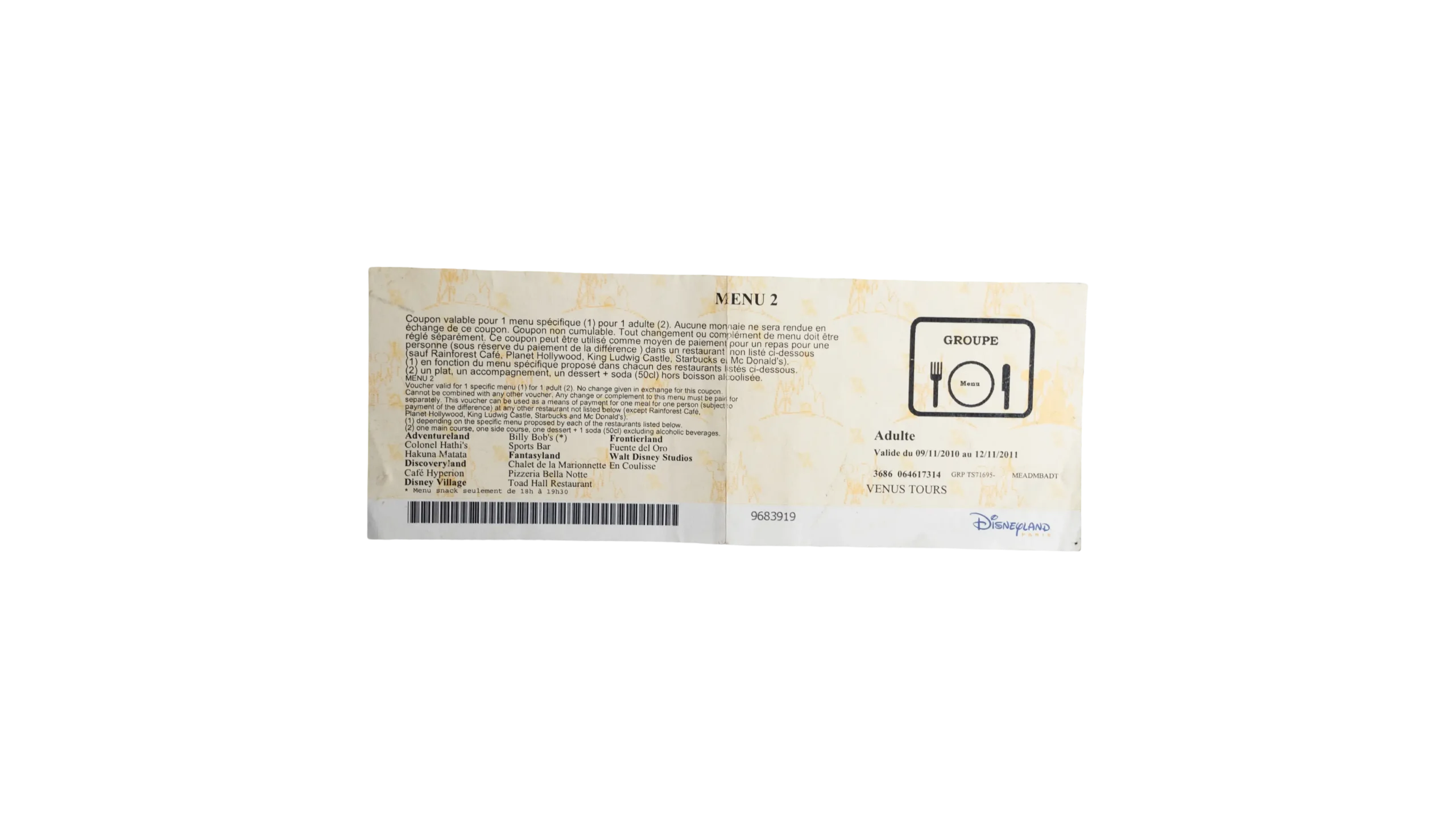 DSC07562-2 Disneyland Paris Group Meal Voucher - Image 1