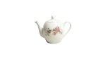 Pink Moss Rose Teapot Floral Design with Gold Trim - White Porcelain Teapot