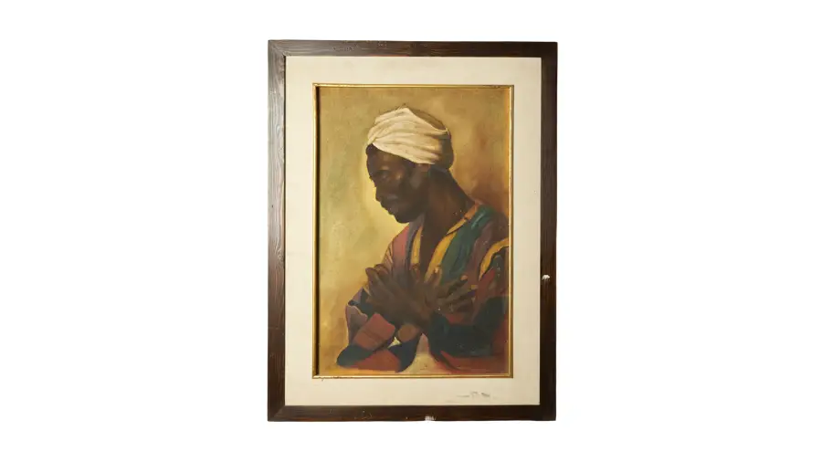 DSC01119 Orientalist Style "Man in Turban" Portrait Artwork - Image 1