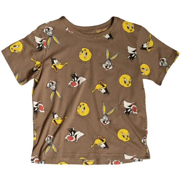Looney Tunes Crop Top Brown T-Shirt