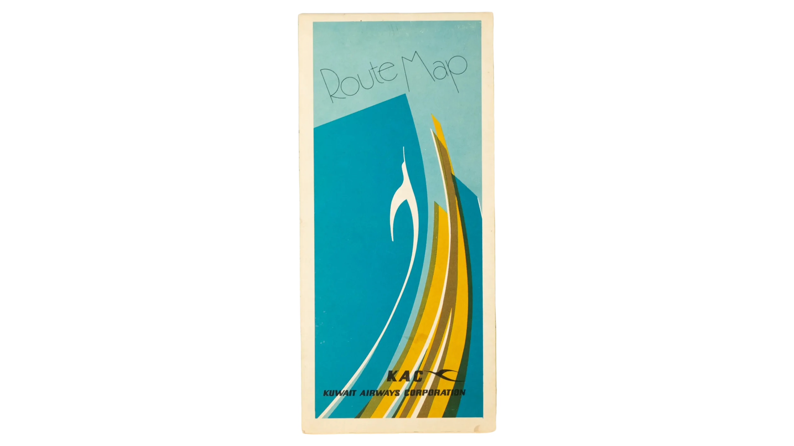 DSC03229 Kuwait Airways KAC Airline 70's Folding Network Route Map - Image 1